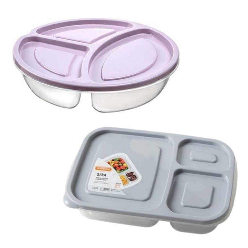 3-Compartment Food Container with Lid T194 (1) ظرف غذا 3 خانه دربدار T194