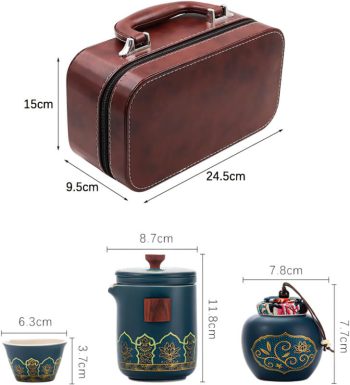 ست لیوان دمنوش سرامیکی لاکچری کیف چرمی T68