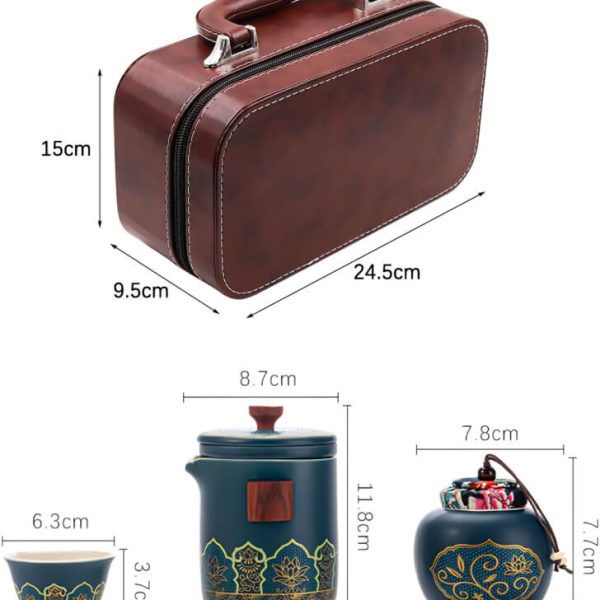 ست لیوان دمنوش سرامیکی لاکچری کیف چرمی T68