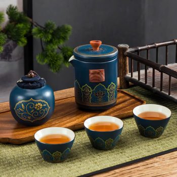 ست لیوان دمنوش سرامیکی لاکچری کیف چرمی T68