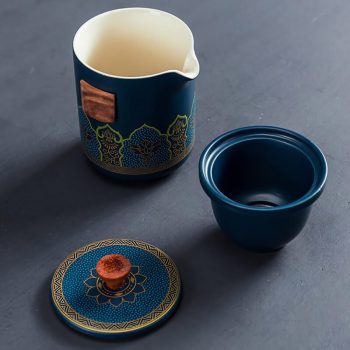 ست لیوان دمنوش سرامیکی لاکچری کیف چرمی T68