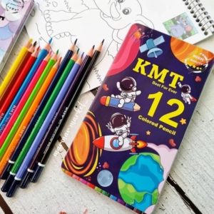 مداد رنگی پنج ستاره 12 رنگ با جعبه فلزی KMT