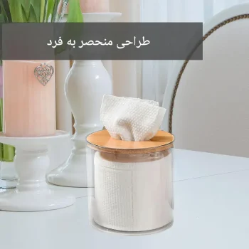 جا دستمال کاغذی فلزی درب چوبی T5109