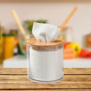 جا دستمال کاغذی فلزی درب چوبی T5109