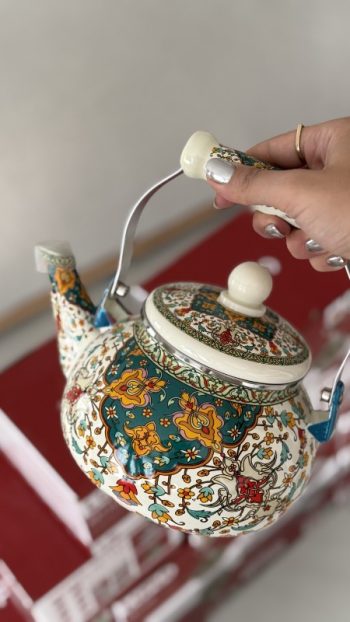 ست قوری کتری لعابی با طرح های زیبا TE2 ساخت ترکیه